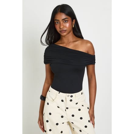 boohoo Dames Matte Slinky Off-shoulder Bodysuit | Zwart | Maat: 42