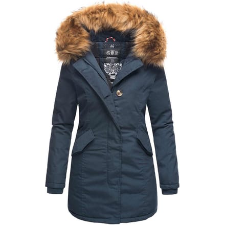 Marikoo dames winterparka met afneembare imitatiebontkraag & capuchon