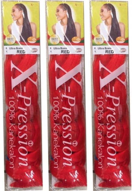 X-Pression Ultra Braid Vlechthaar #RED - Voordeelverpakking 3 Stuks