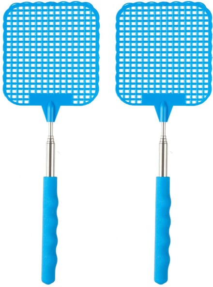 Ibergarden Vliegenmepper compact - 2x - Uitschuifbaar tot 60 cm - blauw - Insecten killer