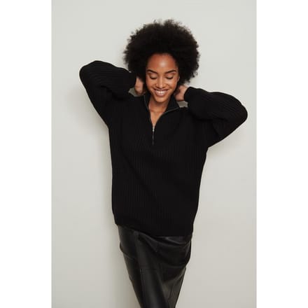 NA-KD  - Maat XS - High Neck Zipped Knitted Dames Trui
