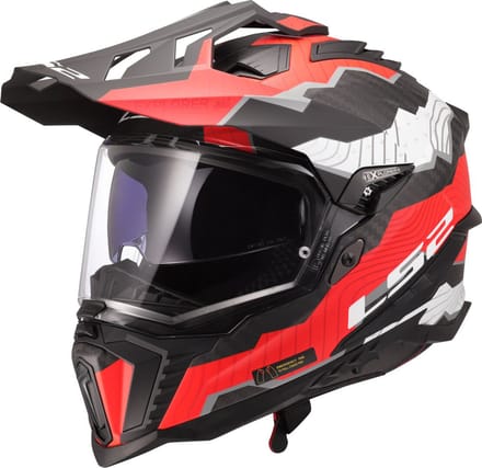 LS2 MX701 Explorer C Trick Wit Rood 06 Adventure Motorhelm - Helm