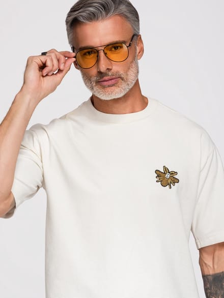 OMBRE T-shirt - Loose Fit - Katoen - Korte Mouw Gebroken Wit L