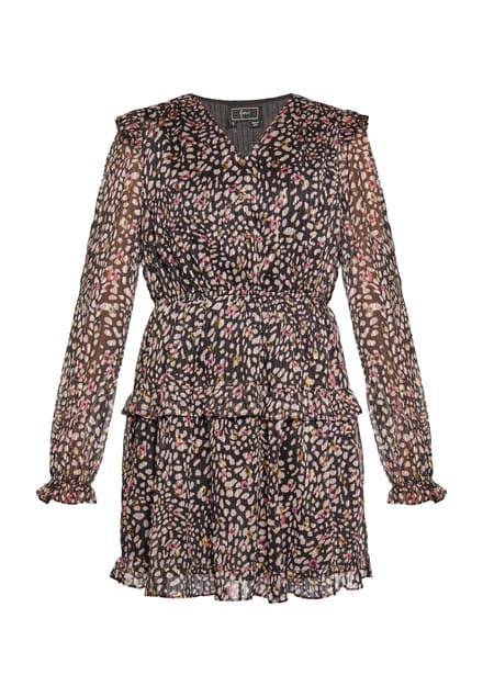 Faina Jurk Dames Zwart Veelkleurig