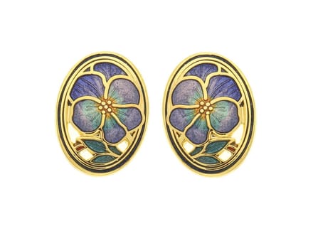 Behave - Oorstekers dames - bloemmotief - paars en blauw - 2 cm