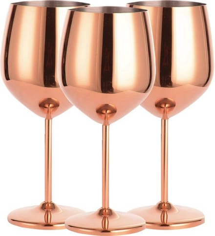 Fjesta© RVS Wijnglazen - 50cl - Roségoud - 3 Stuks