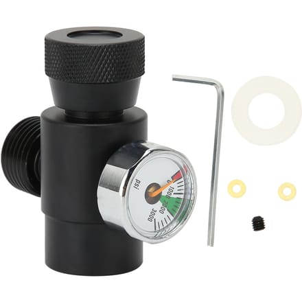 CO2 Cilinder Navuladapter Connector CGA320 // TR21-4 ASA 3000psi Manometer Zwart