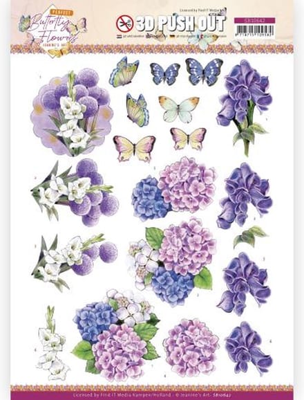3D Push Out - Jeanine's Art - Perfect Butterfly Flowers - Hydrangea
