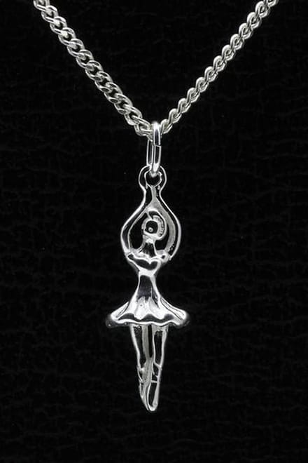 Zilveren Balletdanseres ketting hanger - 2