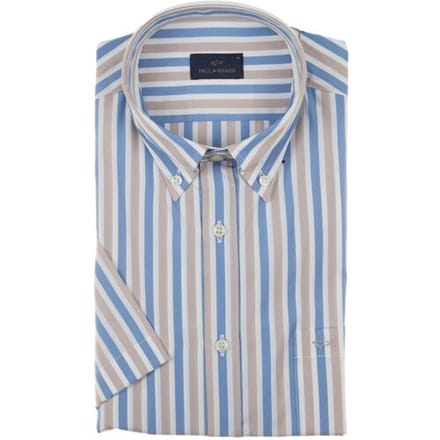 Paul & Shark Overhemd Cotton Poplin Stripe Shirt Blauw-Beige / male