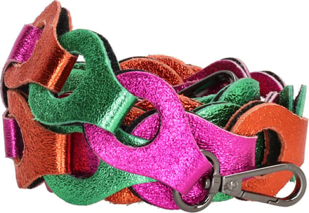 Charm London Anna Schouderband - 100% Leer - Leren Tas - Multi fuchsia