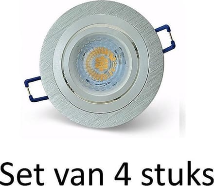 7W GU10 inbouwspot | Zilver rond | Set van 4 stuks