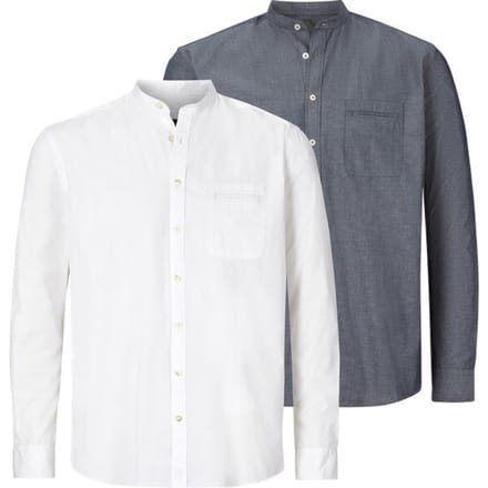 Jan Vanderstorm herren Overhemden, Set Van 2 - 47/48 - wit - Plus Size