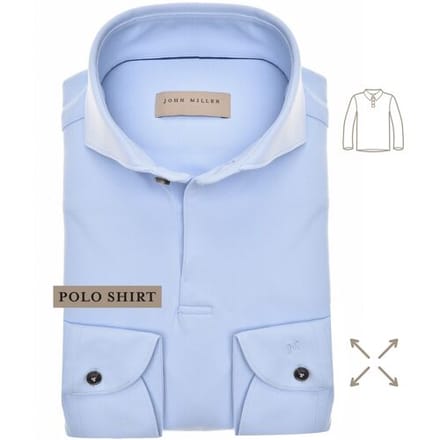 John Miller Polo Slim Hyperstretch Long Sleeve Licht Blauw / male