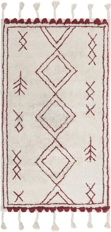 KENITRA - Laagpolig vloerkleed - Gebroken wit - 80 x 150 cm - Katoen