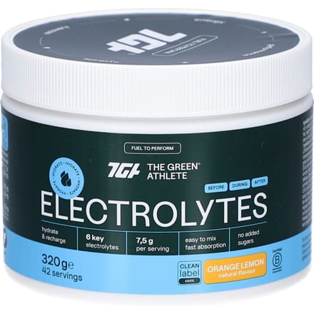 The Green Athlete Electrolytes Orange Lemon 320 Poeder
