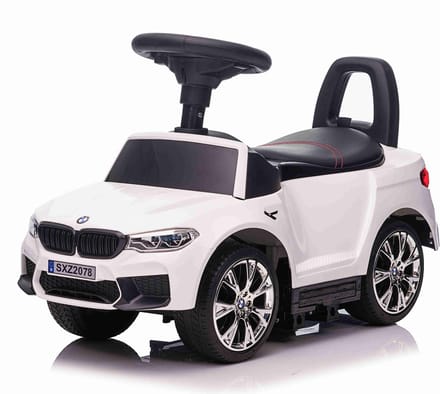 Bogi BMW M5 loopauto - Loopwagen voor 1-3 jaar - Leren zitje - Wit