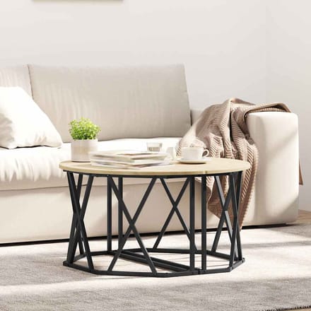 vidaXL - Salontafel - Sonoma - Eik - 80 - x - 80 - x - 42 - cm - Engineered - hout - en - staal