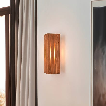 Trio Lighting Wandlamp Karuni, natuurlijk, hout, metaal, E14