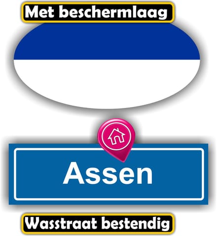Jerma - Assen - Auto - Sticker - set 2 - Ovaal 13x7 cm - rechthoek 13x6 cm - Zelfklevend - Vinyl