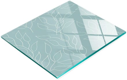 Keukenplank van gehard glas met decoratief bladmotief, 60x52 cm