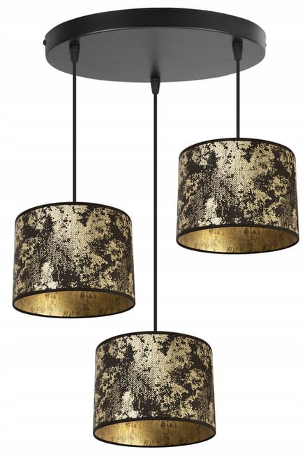Light-Home WERONA – Hanglamp – 3-lichts – Zwart met gouden kap – Verstelbare hoogte