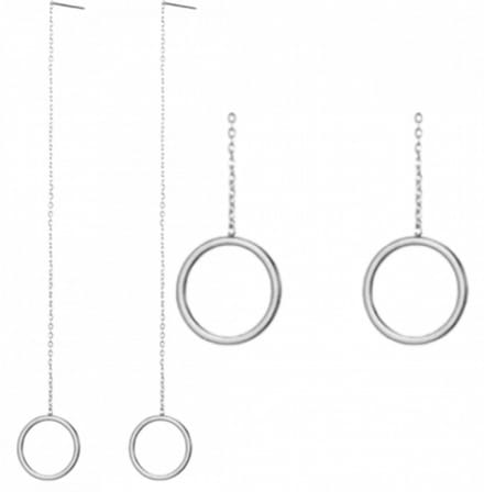 Doorsteek oorbellen- RVS -12.5 cm- cirkel- Charme Bijoux