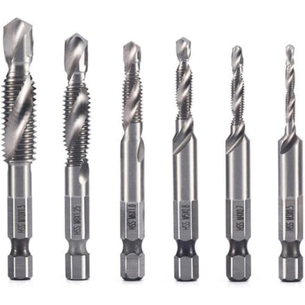 6 stks/set Boor Tap Combinatie Bit HSS Ontbramen Verzinkboor Set 1/4 Inch Schacht voor Max. 5 mm zilver