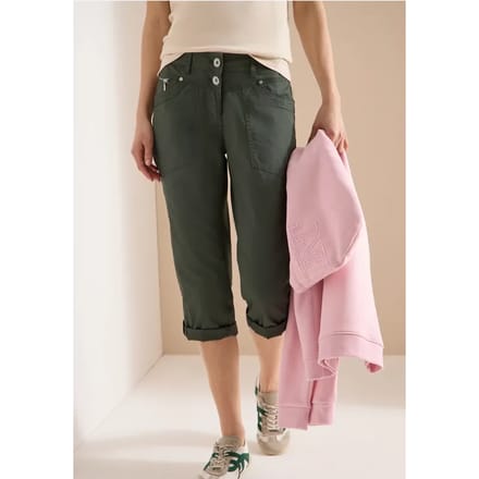 3/4 Mid Waist Slim Legs broek met omslag