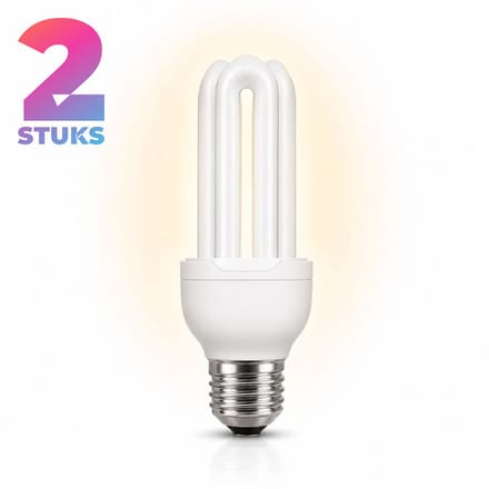 2x Stick Spaarlamp E27 - 15W - Daglicht (6000K) - 910 lm - 10 jaar - Niet Dimbaar