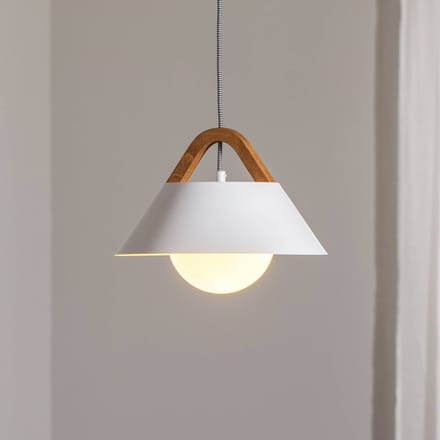 Luminex Hanglamp Funda, wit, Ø 30 cm, 1-lamp, metaal/glas