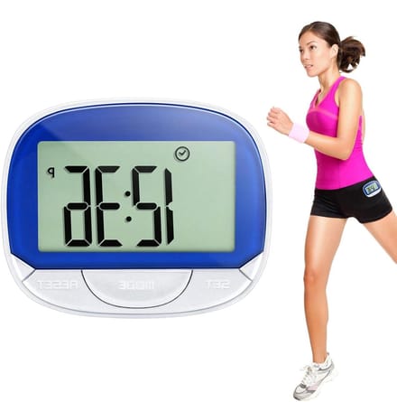 Stappenteller Clip - Draagbare Activiteitstracker - Gezond Leven - Groot Display Klokfunctie - 65 x 52 x 23 mm - Blauw
