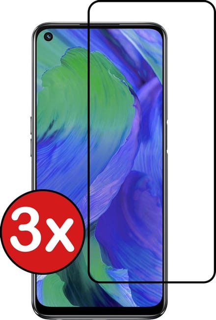 Screenprotector - 3 Stuks - Geschikt voor OPPO A54 5G - Full Cover - Beschermglas - Gehard Glas - Tempered Glass - Screen Protector