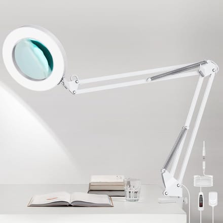 Led Vergrootlamp - Bureaulamp Klem - Hobby Knutselen - Verstelbare Arm - 5x Vergroting - Wit