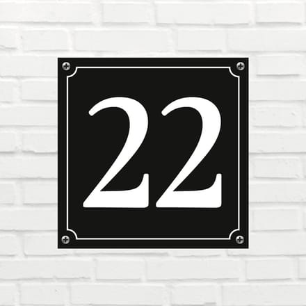 Huisnummerbord Mat zwart Deluxe - Nummer 22 - incl. bevestiging