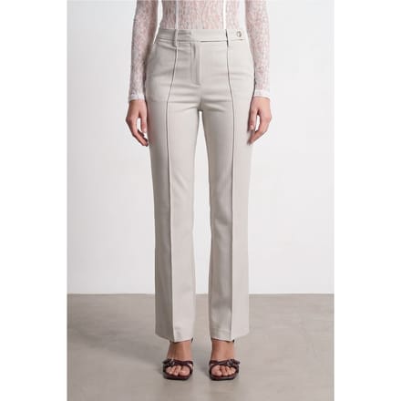 Vrouwen Mid-Waist Wijde Pijpen Crepe Broek