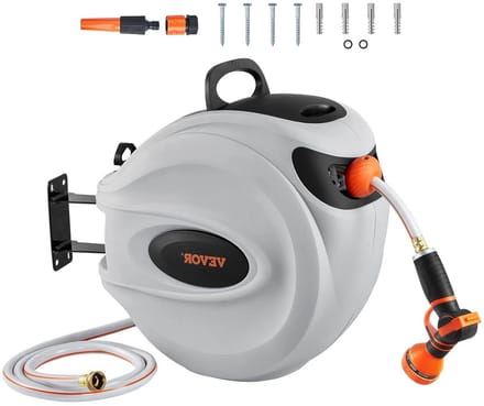 Slanghaspel - Tuinslanghouder - Tuin Besproeien - Automatische oproller - 30 meter - Zilver
