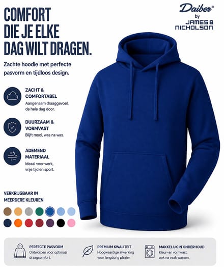 James And Nicholson Heren Basis Hoodie (Donker Koninklijk)