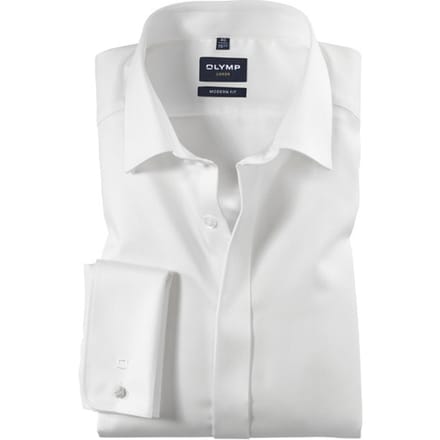 OLYMP Luxor modern fit overhemd - smoking overhemd structuur - offwhite - Strijkvrij - Boordmaat: 46