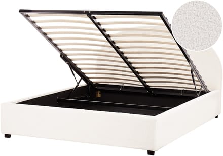 VAUCLUSE - Bed met opbergruimte - Gebroken wit - 160 x 200 cm - Bouclé