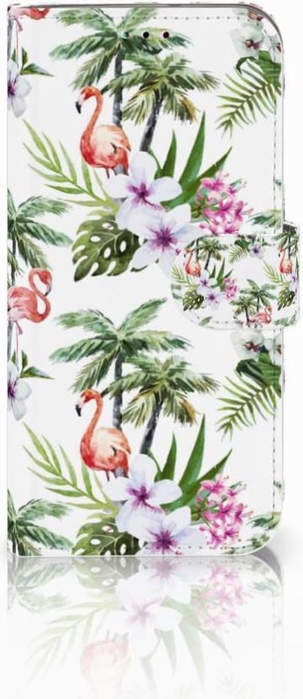 Samsung Galaxy A40 Telefoonhoesje met Pasjes Flamingo Palms