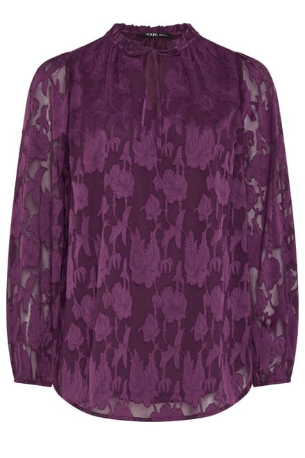 Yours Paarse Blouse Met Bloemenprint En Ruchekraag Size 44