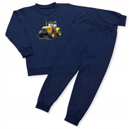 Dartomik - Kinderpyjama - 100% Katoen - Traktorprint - Marineblauw