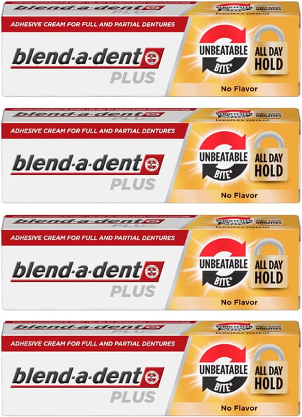 Blend-a-dent Plus Unbeatable - Hechtlijm voor protheses - Sterk, smaakloos, 4-pack
