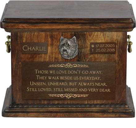 Cairn Terrier urn - gepersonaliseerde urn met gravure voor hondenas