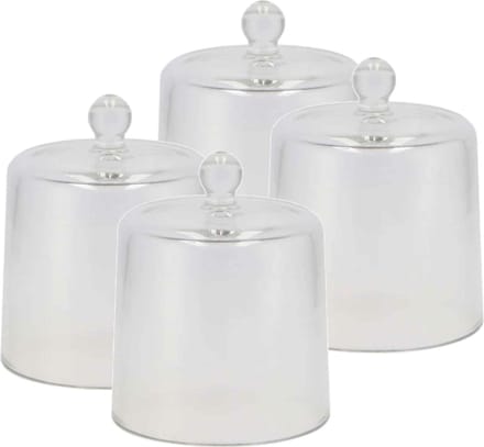 DK Design amuse cloche - 4x stuks - transparant glas - D13 x H16 cm - hapjes stolp - amuseschaaltje