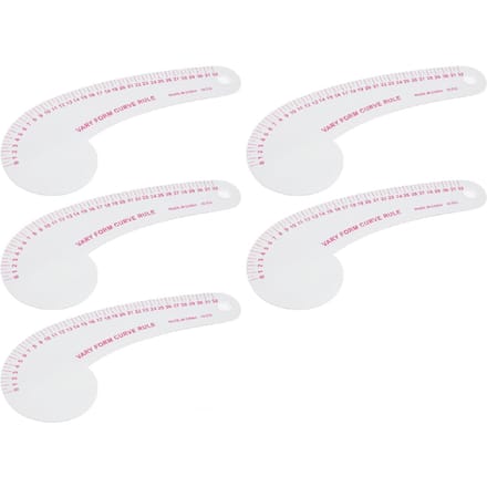 5PCS Règles Courbes de Couture Multifonctionnelles Transparentes Haute Précision Règle de Modélisme Courbe pour Dessin Artisanat Projet de Couture white