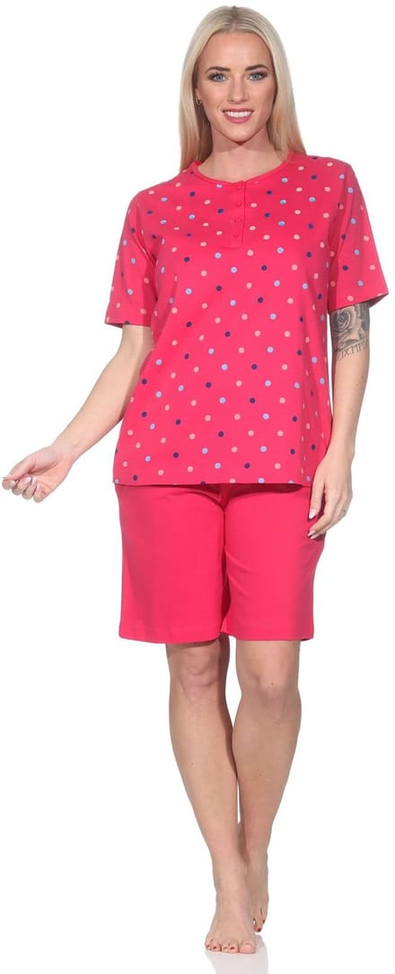 Normann dames pyjama met korte mouwen shorty in stippenlook - ook in grote maten