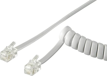 Goobay Telefoonhoorn spiraalkabel, 4 m, wit, met koper beklede aluminium geleider (CCA)