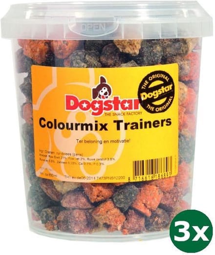 3x850 ml Dogstar colour mixtrainers hondensnack